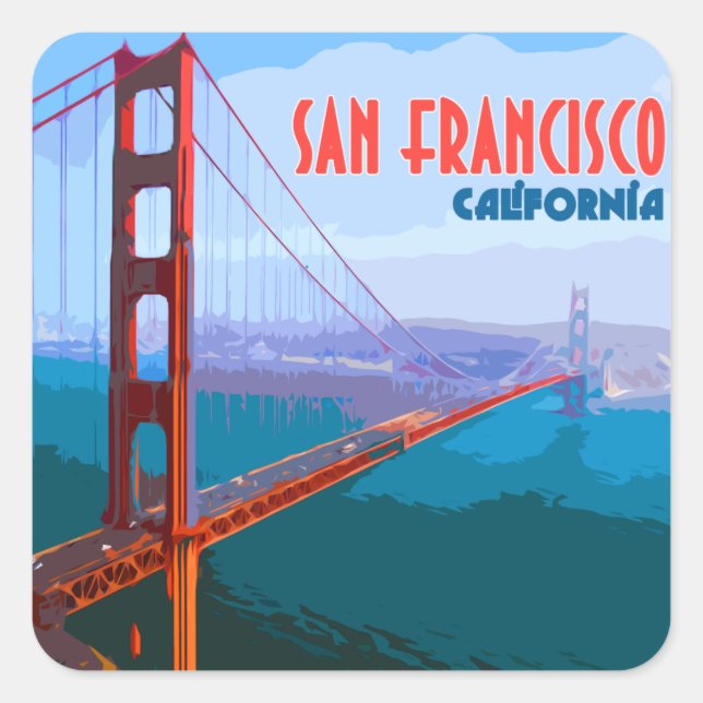 Sticker Carré San Francisco California Golden Gate Bridge (Devant)