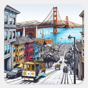 Sticker Carré San Francisco, Californie
