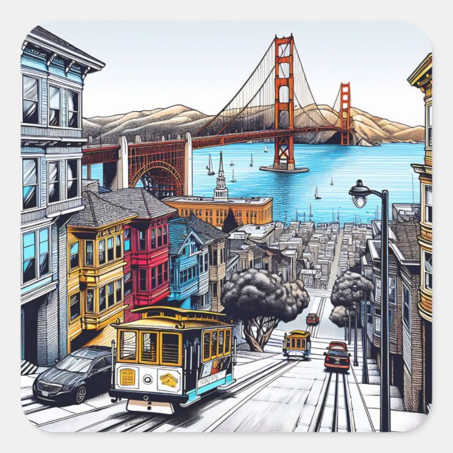 Sticker Carré San Francisco, Californie (Devant)