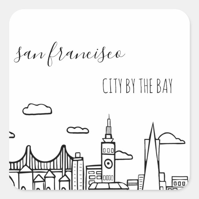 Sticker Carré San Francisco Skyline (Devant)