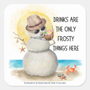Sticker Carré Sandman de plage Frosty Boissons Noël