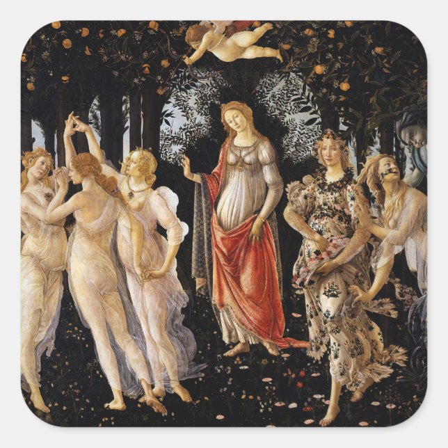 Sticker Carré Sandro Botticelli - La Primavera (Devant)