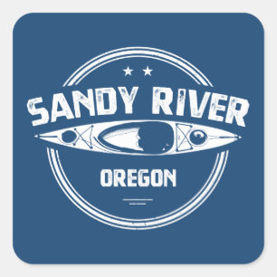 Sticker Carré Sandy River Oregon Kayaking