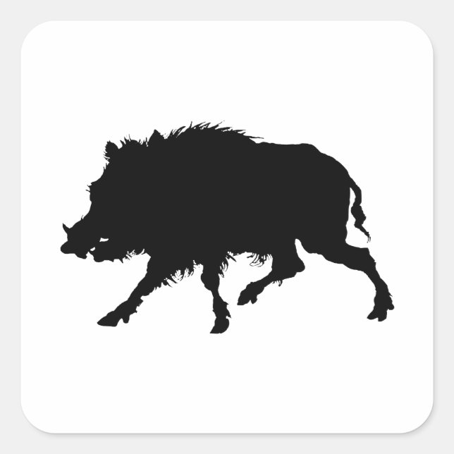 Sticker Carré Sanglier ou cochon sauvage Elégant Silhouette (Devant)