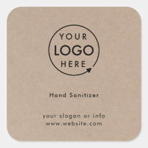 Sticker Carré Sanitaire à la main Rustic Kraft Business Logo