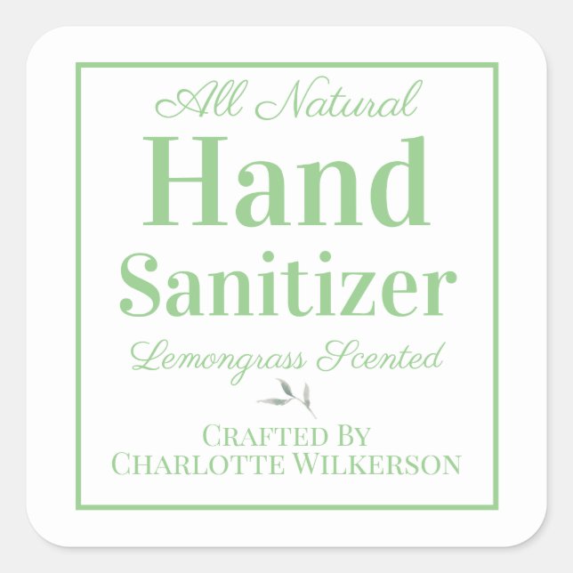 Sticker Carré Sanitier à main sur mesure blanc et vert (Devant)