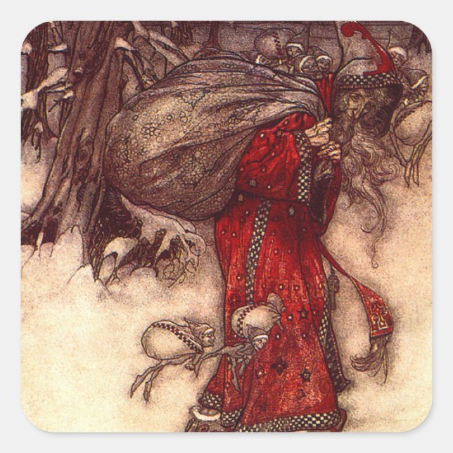 Sticker Carré Santa Claus Arthur Rackham (Devant)