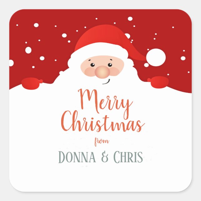 Sticker Carré Santa Claus - Joyeux Noël - Personnalisé (Devant)