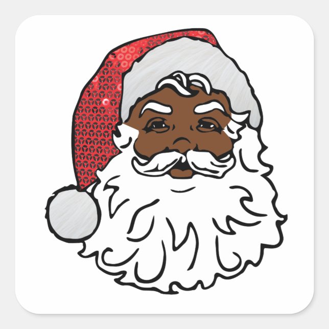 Sticker Carré santa claus noir (Devant)