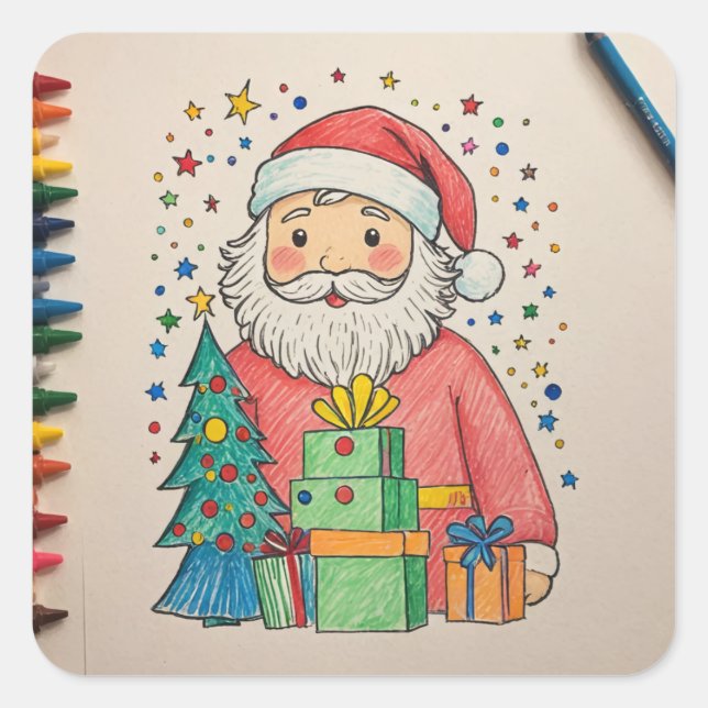 Sticker Carré Santa Clause (Devant)