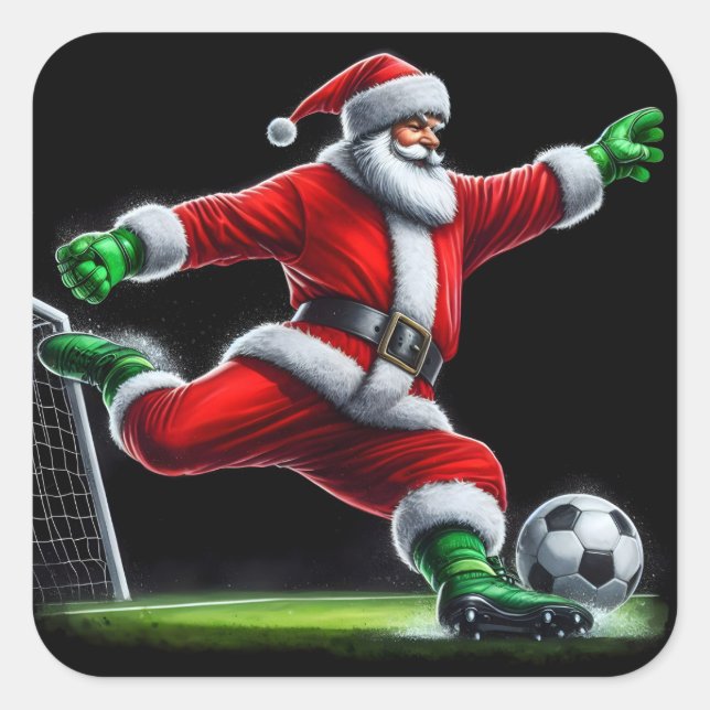 Sticker Carré Santa Scores on Christmas Eve Soccer! (Devant)