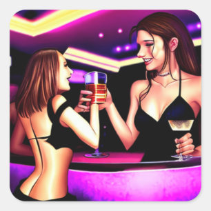 Sticker Carré Santé   Deux femmes Toasts