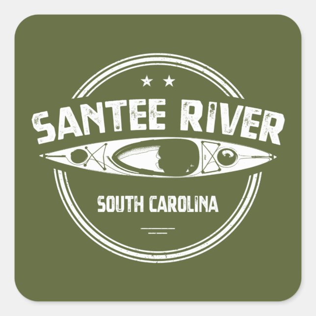 Sticker Carré Santee River Caroline du Sud Kayaking (Devant)