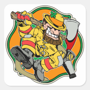 Sticker Carré Sapeur-pompier d'Irlandais de lutin