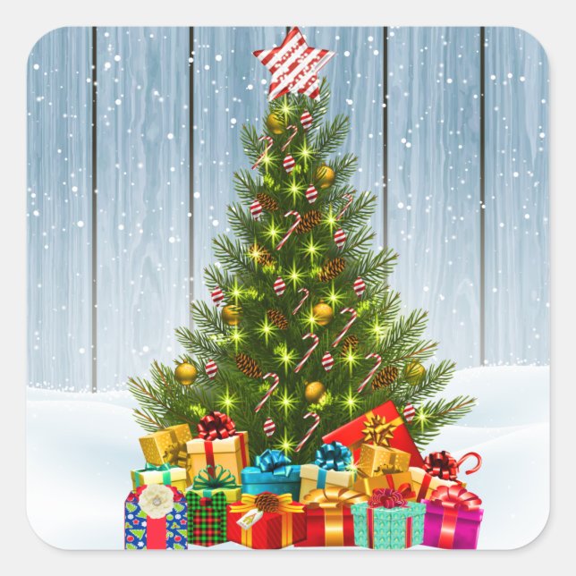 sticker carré sapin de Noël (Devant)