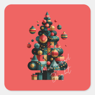 Sticker Carré Sapin de Noël géométrique