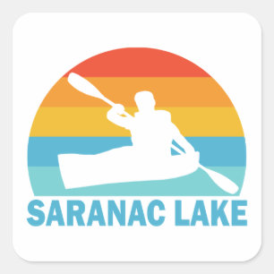 Sticker Carré Saranac Lake New York Kayak