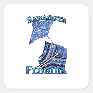 Sticker Carré Sarasota Florida Tribal Stingray