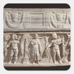 Sticker Carré Sarcophage représentant le défunt