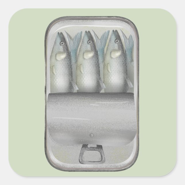 Sticker Carré Sardines dans une boîte (Devant)