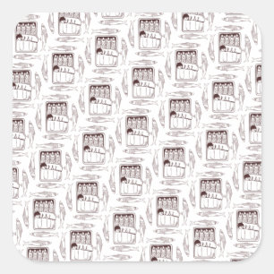 Sticker Carré sardines peuvent transiter par motif
