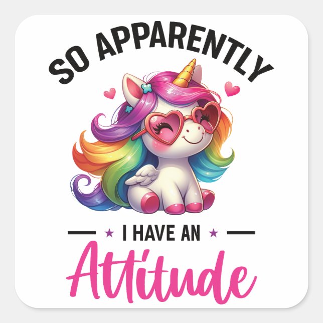 Sticker Carré Sassy, j'ai une attitude (Devant)