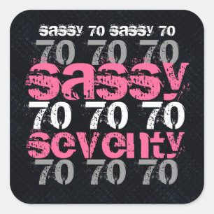 Sticker Carré Sassy Soixante-Dix-70 Anniversaire Black Silver Pi