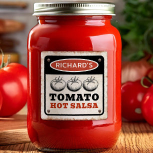 Sticker Carré Sauce piquante aux tomates personnalisée Rusty Cus