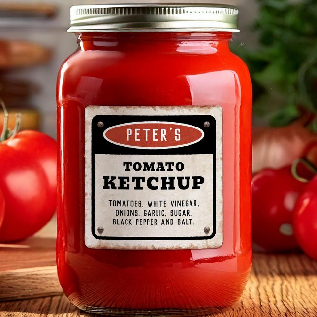Sticker Carré Sauce tomate comestible avec enseigne rouillée vin (Créateur téléchargé)