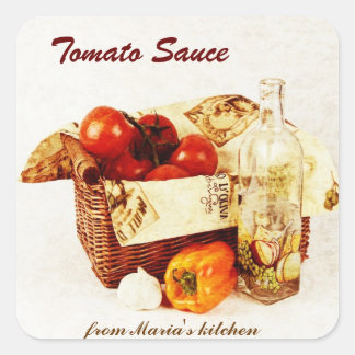 Sticker Carré Sauce tomate - tomates dans un panier
