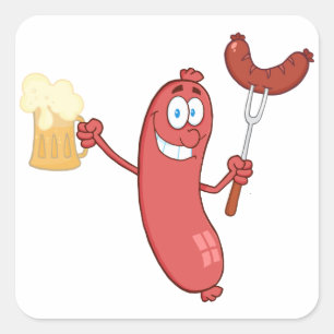 Sticker Carré Saucisses Et Bières