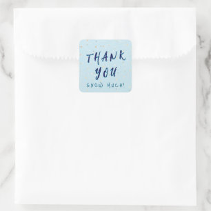 Sticker Carré Saupoudrer bébé hiver   Flûte à neige bleue