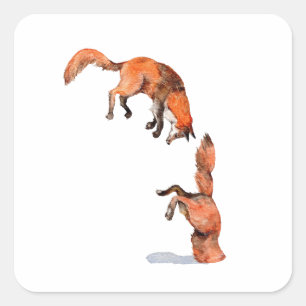 Sticker Carré Sauter Renard Rouge