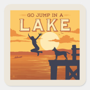 Sticker Carré Sauter Sur Un Lac