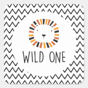 Sticker Carré Sauvage un Lion premier anniversaire