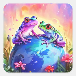 Sticker Carré Sauvez La Grenouille Planète