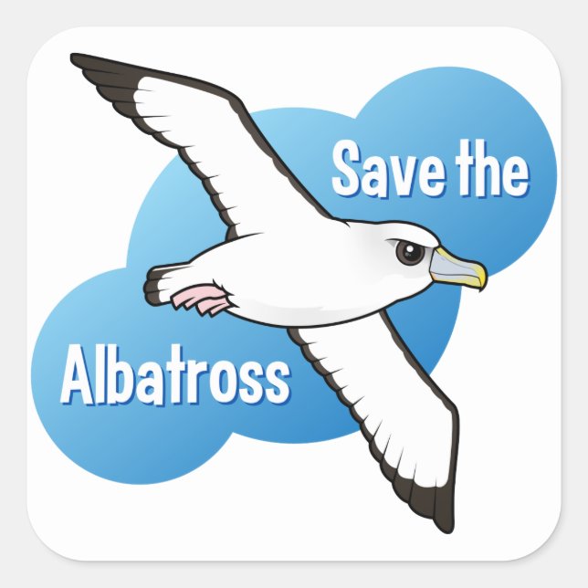 Sticker Carré Sauvez l'albatros (le vol) (Devant)