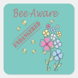 Sticker Carré Sauvez les abeilles menacées