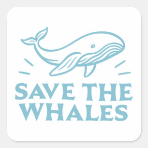 Sticker Carré Sauvez les baleines jolie esthétique rétro