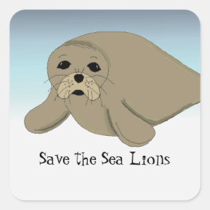 Sticker Carré Sauvez les Otaries