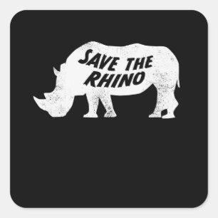 Sticker Carré Sauvez les rhinocéros anti-braconnage Rhino