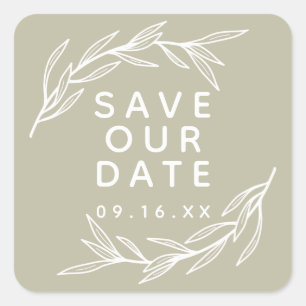 Sticker Carré Sauvez Notre Date Feuilles De Laurier