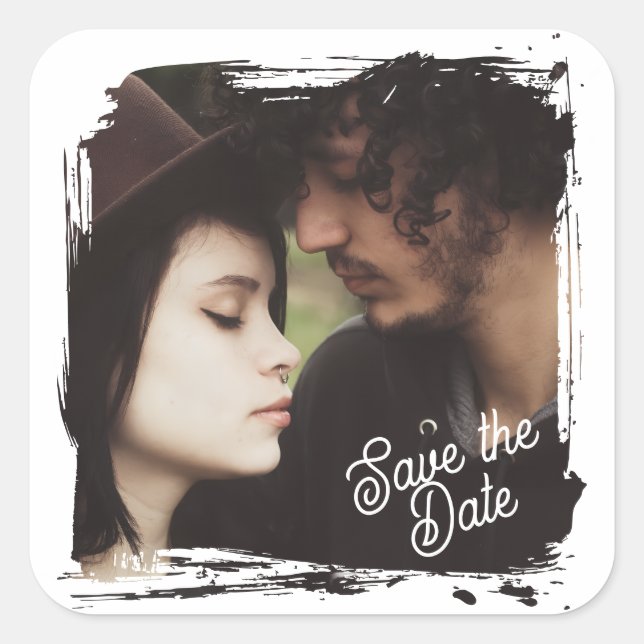 Sticker Carré Save the Date | Unique Photo Template Wedding (Devant)