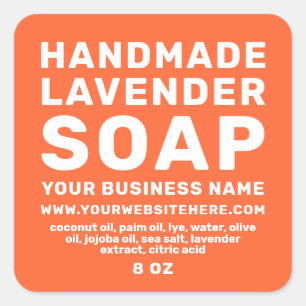 Sticker Carré Savon de lavande artisanale moderne orange