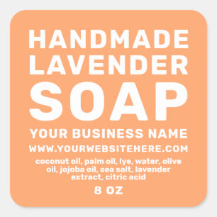 Sticker Carré Savon de lavande artisanale moderne orange