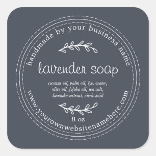 Sticker Carré Savon de lavande artisanale rustique bleu foncé