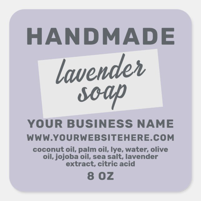 Sticker Carré Savon de lavande moderne fait main violet (Devant)