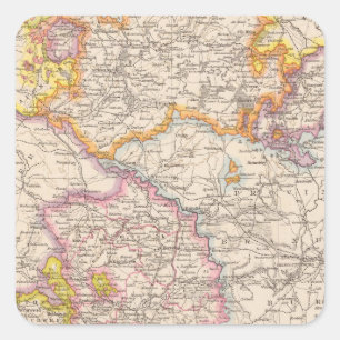 Sticker Carré Saxe, Mecklenburg, carte d'atlas d'Anhalt