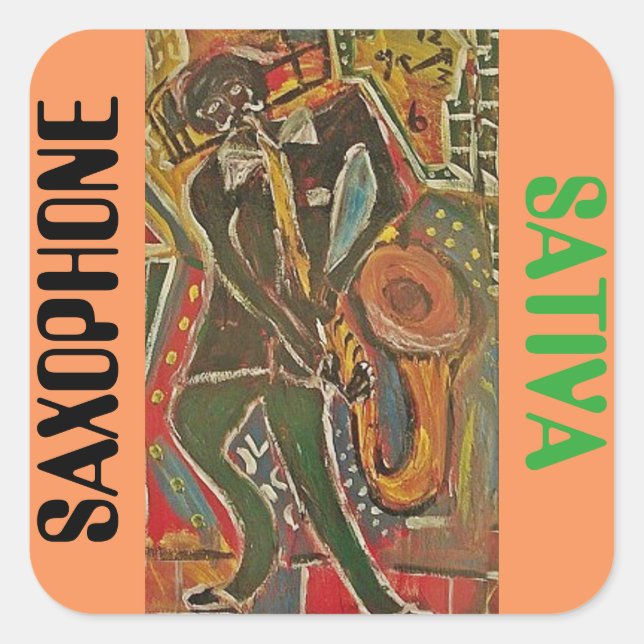 STICKER CARRÉ SAXOPHONE SATIVA (Devant)