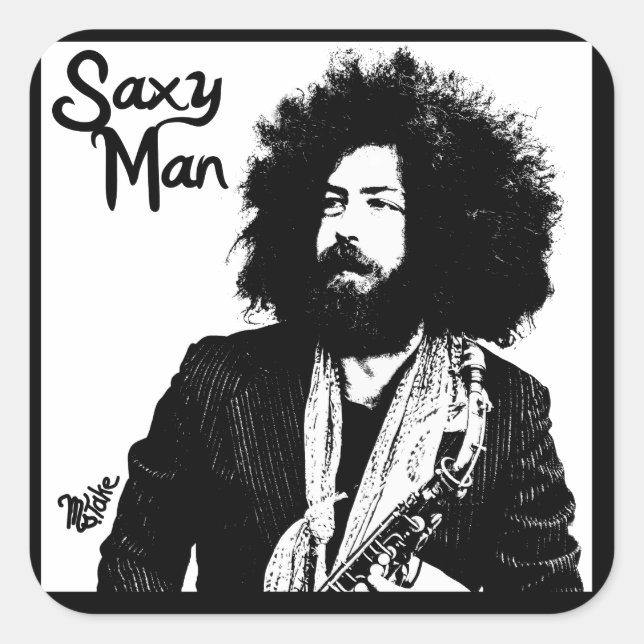 Sticker Carré Saxy Man par Graffiti Artist Ms.Take (Devant)